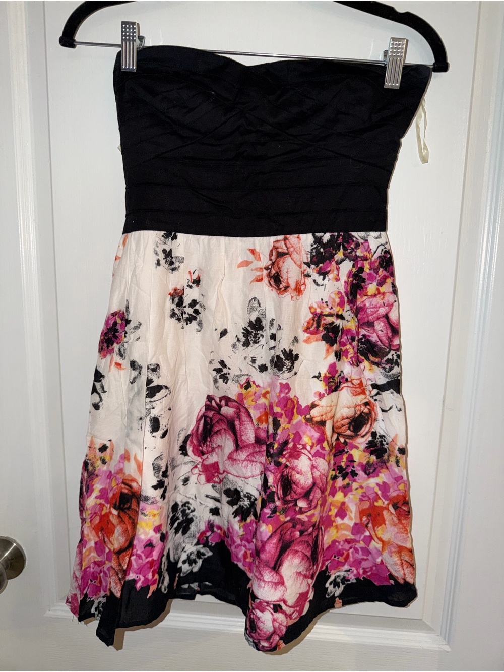 Trixxi strapless black and floral dress